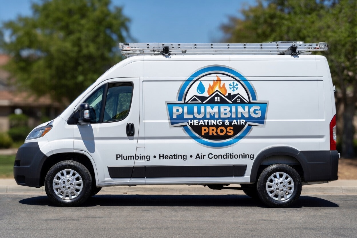 Local plumbing heating and air service van serving San Clemente